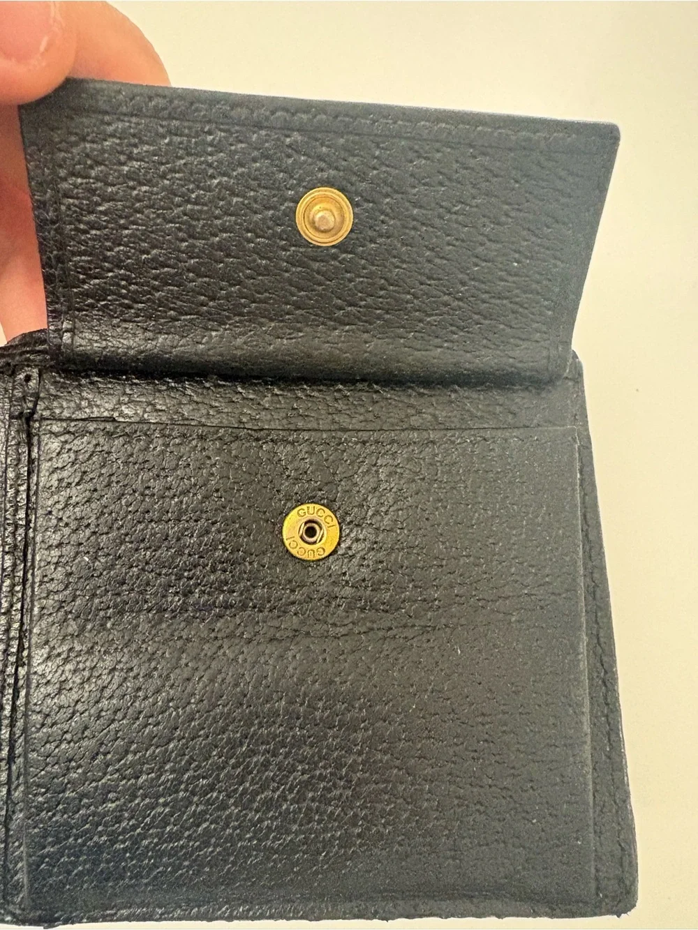 Gucci Black Leather Wallet with Gold Double G Logo